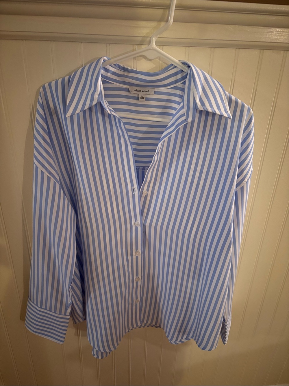 New in Package White birch Blue and White Vertical Stripe Button-Down Shirt